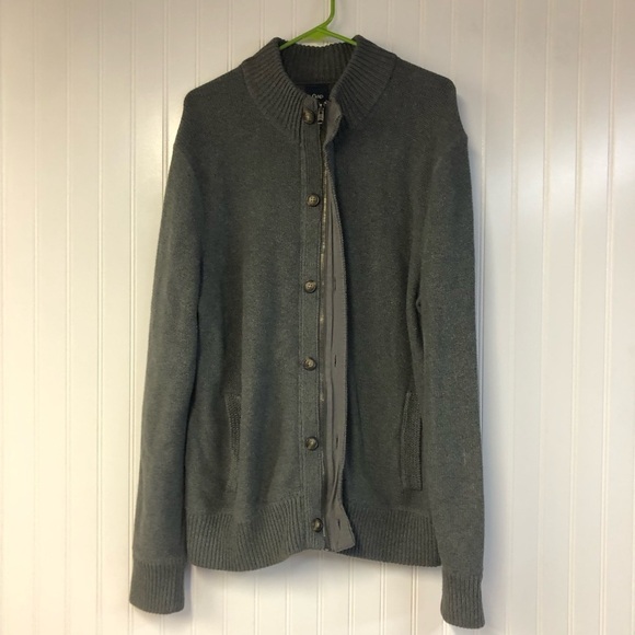 Gap Men’s Gray Full Zip Button-Up Cardigan XL Grandpa - Picture 1 of 4